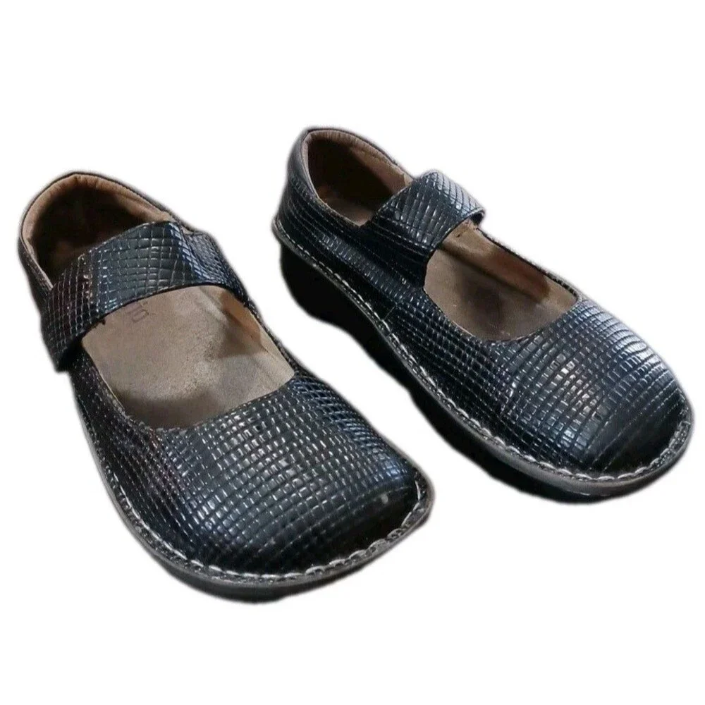 Alegria Women's Paloma Jazzy Black Textured Leather Shoes Sz 41 EU 10.5 US